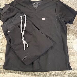 Figs Black Scrub Set Size XL